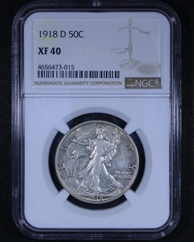 1918-D Walking Liberty Half Dollar - 50c NGC XF40 - Tough Coin!