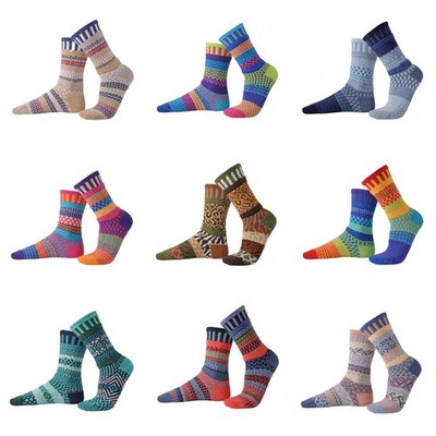 Unisex Crew-Socken nicht übereinstimmend seltsame lebendige Farben Fair Isle gestreift Stiefel Solmate