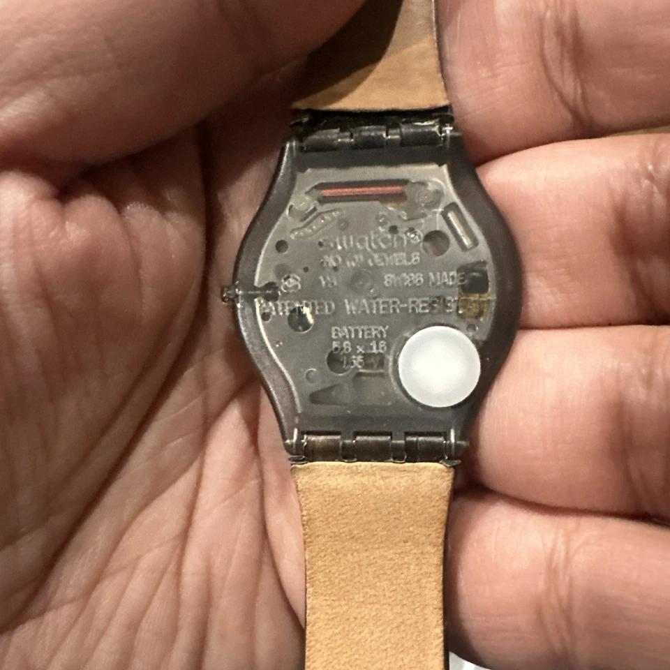 工作男女通用斯沃琪棕色表盘34毫米花式皮革手表瑞士超薄跑步 — 第 4/4 张图片