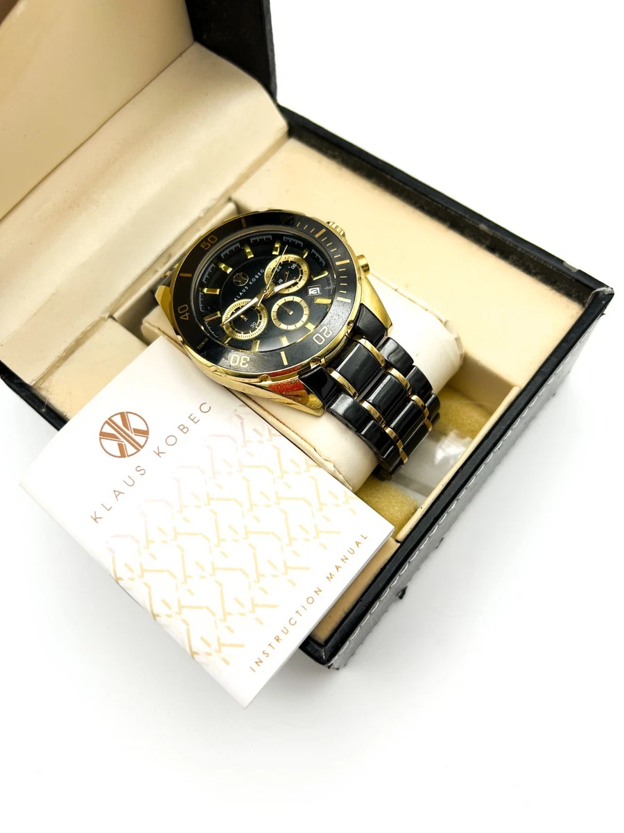 ⏱✨ Klaus Kobec Diamond-Accent Chronograph Watch – Yellow Leather Band ✨ ⏱✨ Klaus Kobec Diamond-Accent Chronograph Watch – Yellow  main image 2