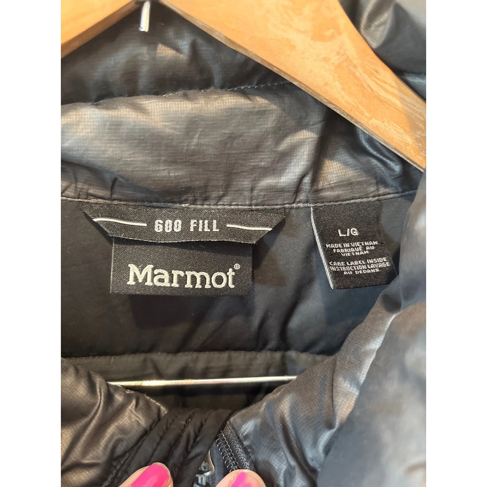 Chaqueta acolchada Marmot 600 Fill negra gris cremallera completa para hombre talla grande Foto 4 de 4