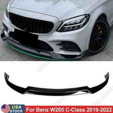 For 2019-2021 Mercedes W205 C-Class Painted Black 3PCS Front Bumper Lip Body Kit