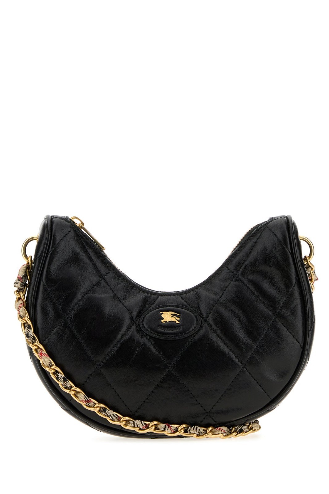 BURBERRY Horseshoe Black Leather Shoulder Bag New & Authentic