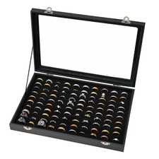 100 Slots Ring Display Case with Transparent Lid Ring Storage Box Rings Holde...
