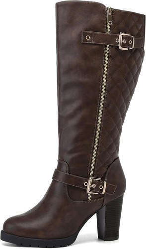 mysoft Women's Wide/Extra Wide Calf Knee High Boots Chunky Block Heel Round...