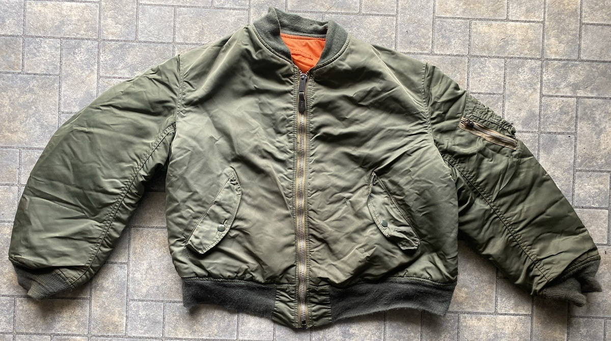 Vintage 1980s USAF MA-1 Flyers Jacket Men Large Military Green
