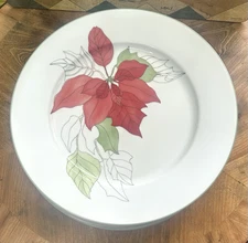 POINSETTIA Dinner Plates 10.25" Block SPAL Portugal Christmas 12 AVAILABLE Red