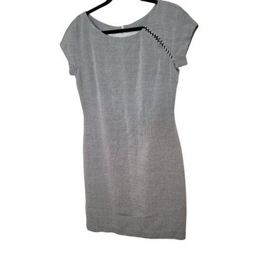 Vintage TOCCA Grey ,Black & White Checkered Accent Cap Sleeves & Back Zipper M C