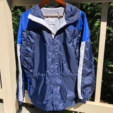 Columbia Rain Jacket Windbreaker Boy s Youth XL 18-20 Blue Hooded lined