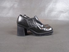 Vintage Y2K Shoes Womens 7 Square Toe Platform Chunky Heels Black Flaws