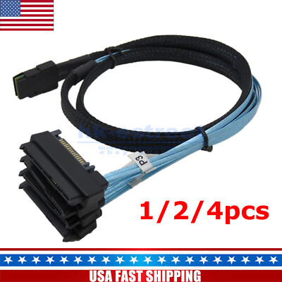 Lot Mini SAS 36P SFF-8087 to 4 SFF-8482 Connectors With SATA Power Cable 3FT 1M