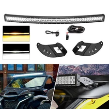 WEISEN Amber/White 42'' Strobe Light Bar+Roof Mount+Wire For Can Am Maverick R