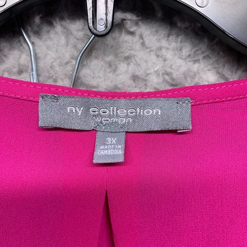 Ny Collection Blouse Womens Pink 3X Short Sleeve Embellished - Picture 3 of 7