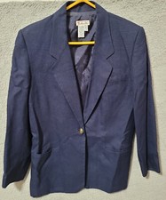 Talbots Petites Blue Blazer Womens size 10 15 Linen
