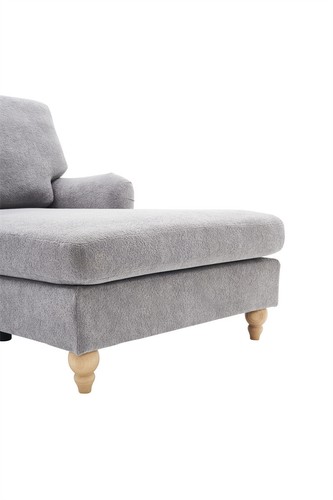 Modern Oversized Chaise Lounge Couches Sleeper Sofa Armchairs w/Wood Legs-Gray - Picture 11 of 22