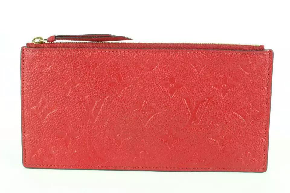 Louis Vuitton Red Leather Monogram Empreinte Felicie Zip Pouch Insert Case