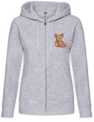 Pixel Zombie Teddy Damen Zipper Hoodie Zombies Geek Nerd Bear Arcade 6 18 Bit