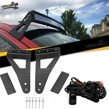 52'' Curved LED Light Bar Upper Roof Brackets+Switch Wiring For Ford F150 04-20