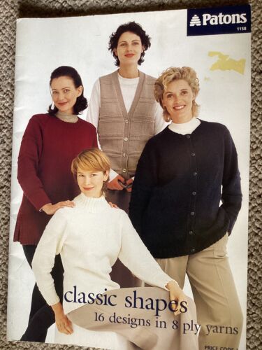Patons Knitting Pattern Book 1158 Classic Shapes 16 Designs in 8 Ply Yarns - Picture 1 of 20