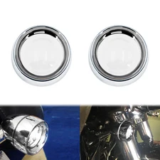 Clear Trim Ring Bullet Turn Signal Lens Light Cover Fit For Harley Dyna Fat Bob