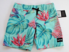 Hurley Toddler Boy's 4T Board Shorts Swim Trunks Tropical Mist Green Lined NWT