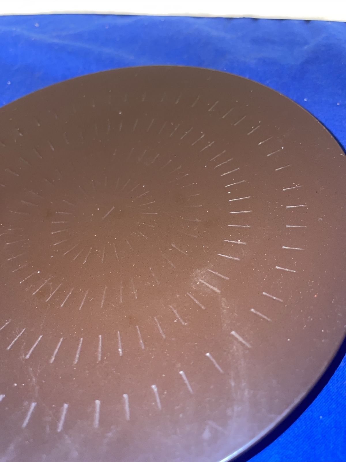 Brown metal candle holder plate - 7&rdquo;diameter- Estate Find