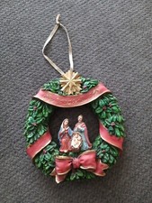 Round Mary Joseph Baby Jesus Nativity Christmas Ornament Approx. 5" in Diameter
