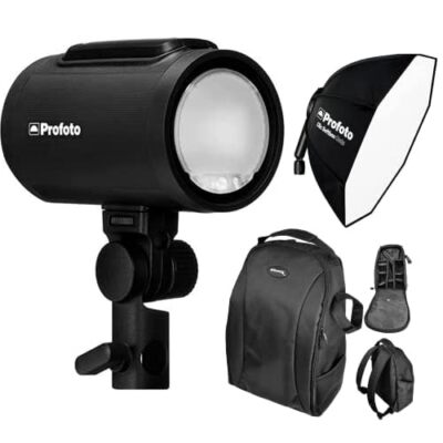 Profoto A2 Flash Head with Profoto Clic Softbox Octa and Camera Backpack