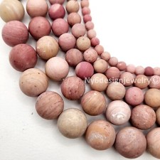 Natural Pink Rhodonite Frosted Matte Round Spacer Loose Beads 15" 4 6 8 10 12mm