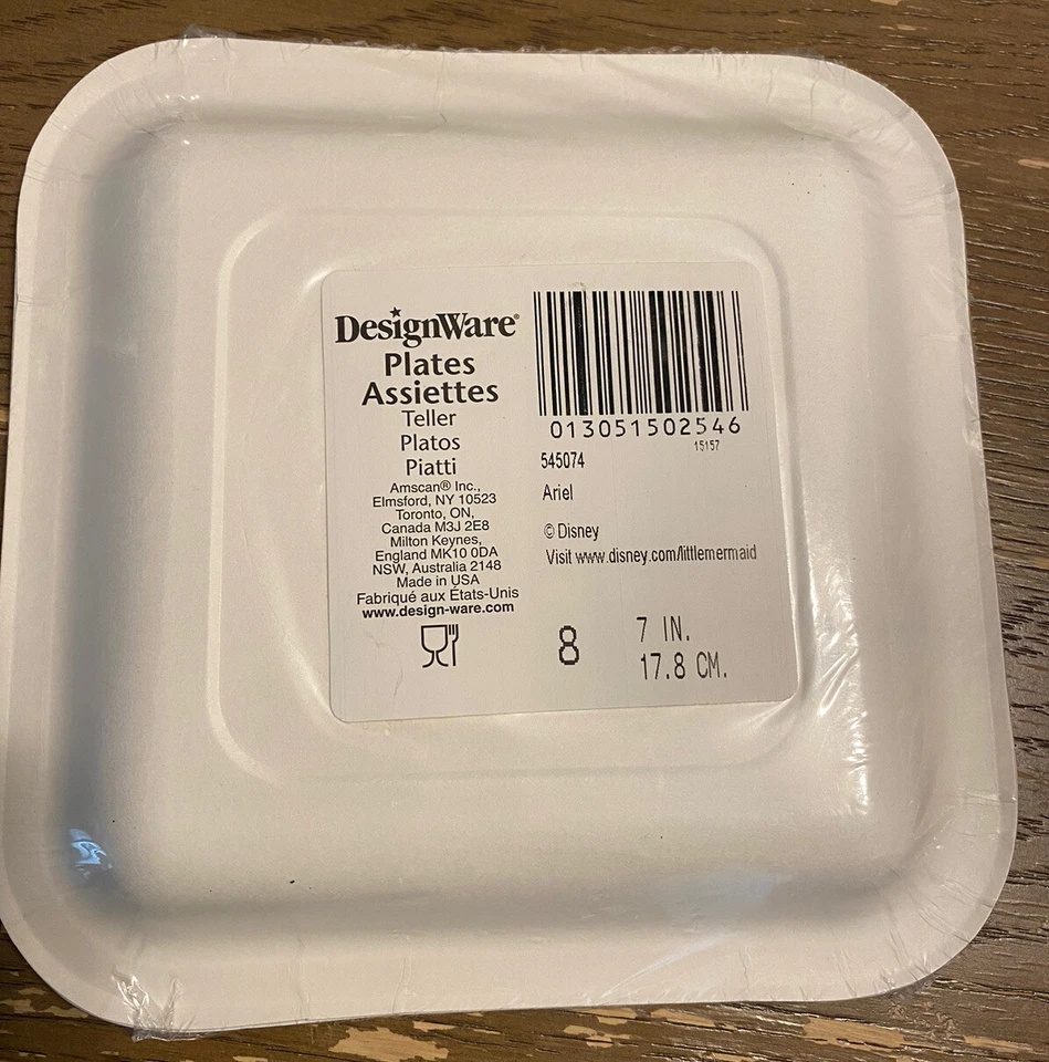 Platos de postre Ariel La Sirenita fiesta de cumpleaños con licencia oficial 8 piezas Foto 2 de 2