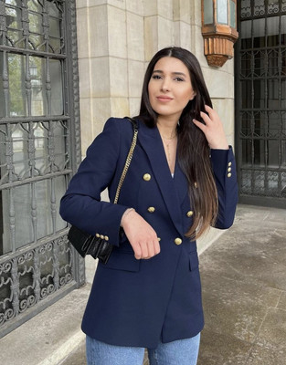 zara navy blue blazer