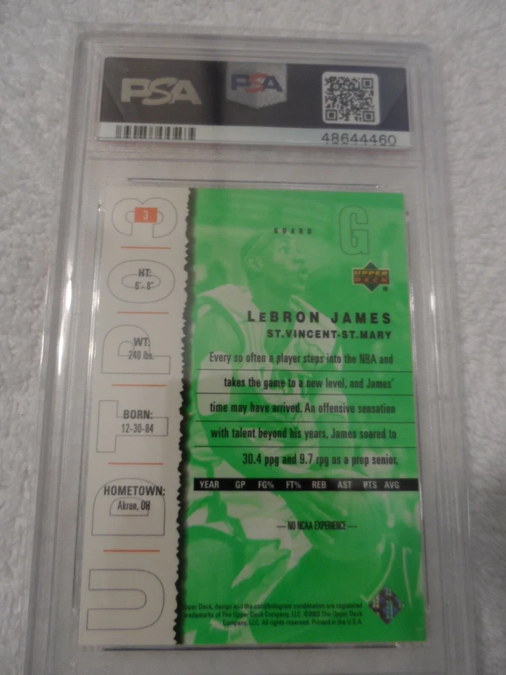 2003 Upper Deck Top Prospects Rookie RC LeBron James #3 PSA 10 GEM MT - Image 2 of 2