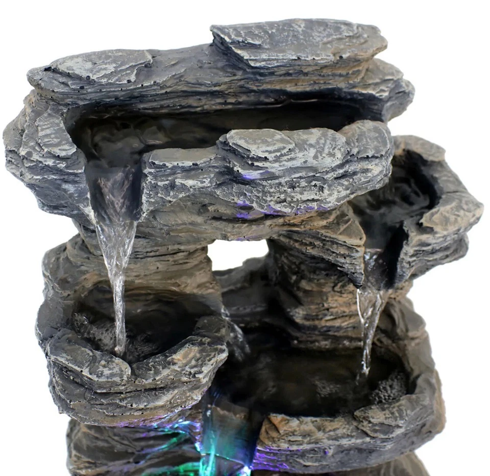 Beautiful Five Stream Polyresin Indoor Fountain with Color LEDs - 13.5 in - Image 4 of 4