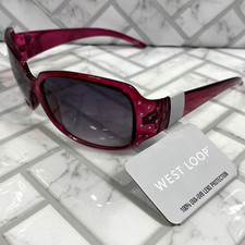NWT West Loop Sunglasses STARLIGHT VL WNE FWG Red Wine w/ Jewels 100 UVA-UVB