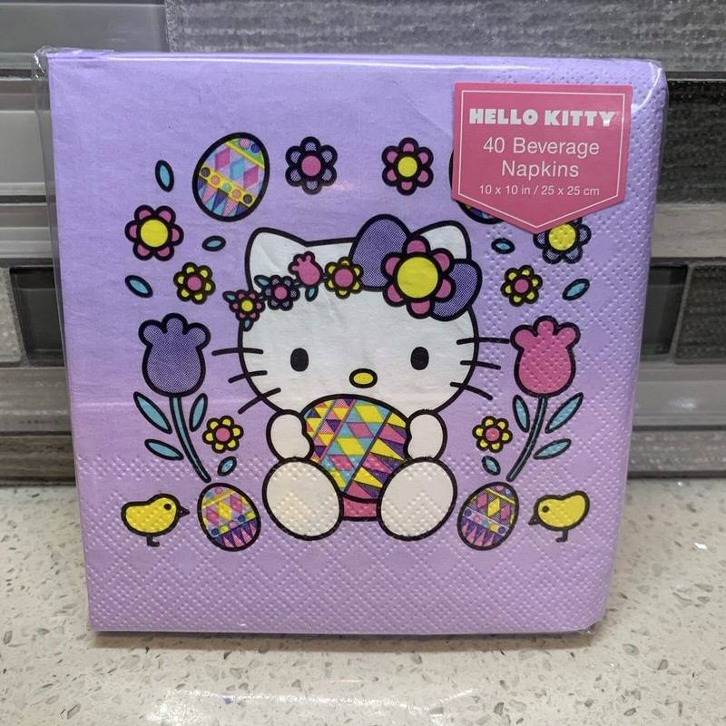Sanrio Hello Kitty Purple Spring Set of 40 Beverage Napkins New Package