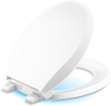 Cachet Nightlight Toilet Seat with Quiet-Close Lid Grip-Tight Bumpers, White