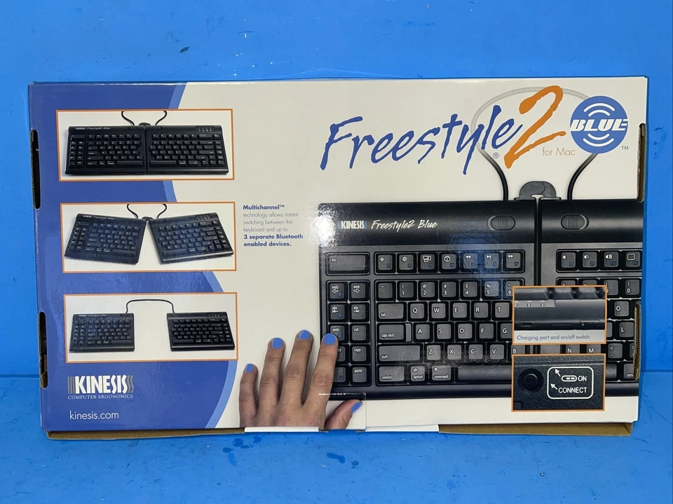 Kinesis KB800MB-BT Freestyle2 Blue Ergonomic Wireless Keyboard for Mac - Image 2 of 3