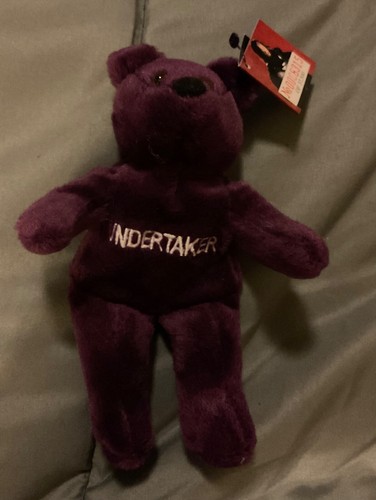 undertaker WWE WWF wrestling purple mini bear with tags and hologram July 1999