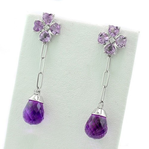 Wert 2.250 Euro Amethyst Brillant Ohrhänger 7,88 carat 750er Weißgold - Picture 4 of 4