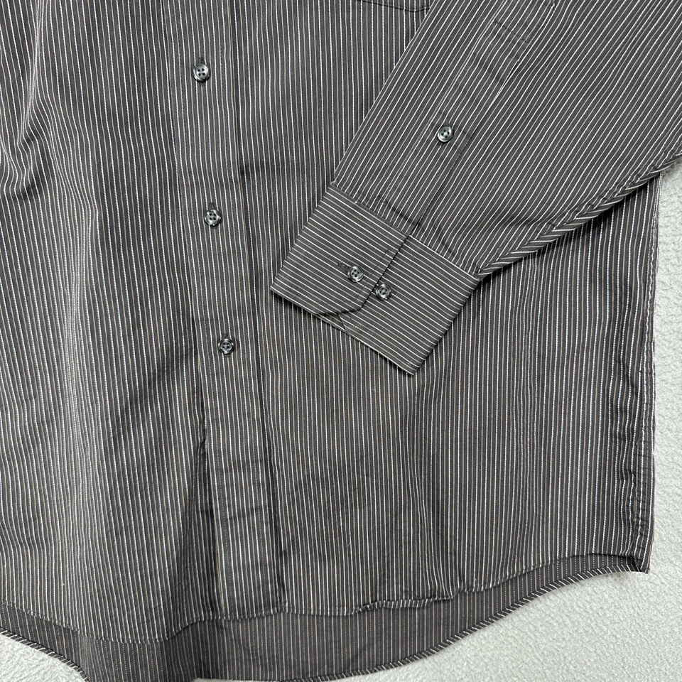 Donald J Trump Shirt Mens 16 34/35 Brown Striped Signature Collection Button Up - Image 4 of 4