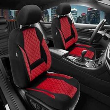 2x Sitzbezüge passend für Nissan Almera / Tino ab 2000-2006 in Schwarz-Rot | PRI