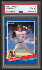 1991 DONRUSS JIM ABBOTT #78 CALIFORNIA ANGELS GREAT POP 2 PSA 10 GEM MINT