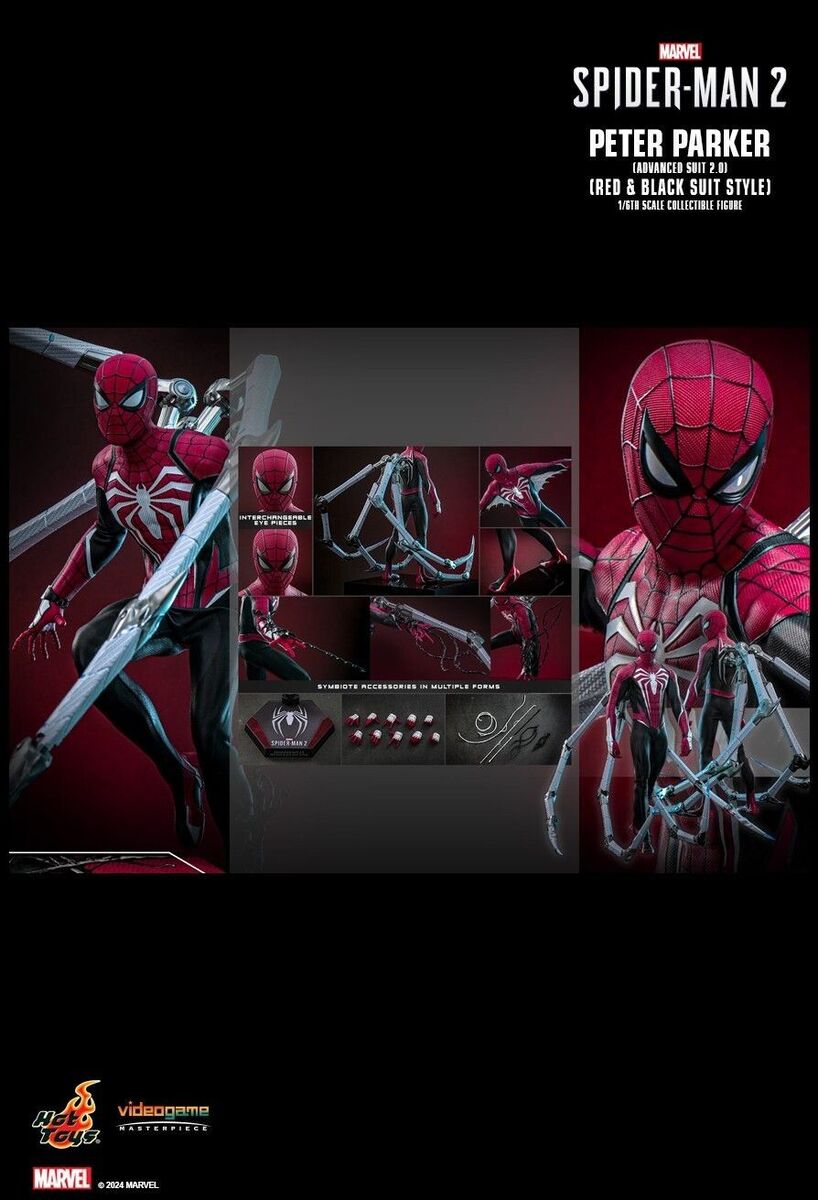 READY NEW HOT TOYS SPIDERMAN 2 ADVANCED SUIT 2.0 RED BLACK READY NEW HOT TOYS SPIDERMAN 2 ADVANCED SUIT 2.0 RED BLACK