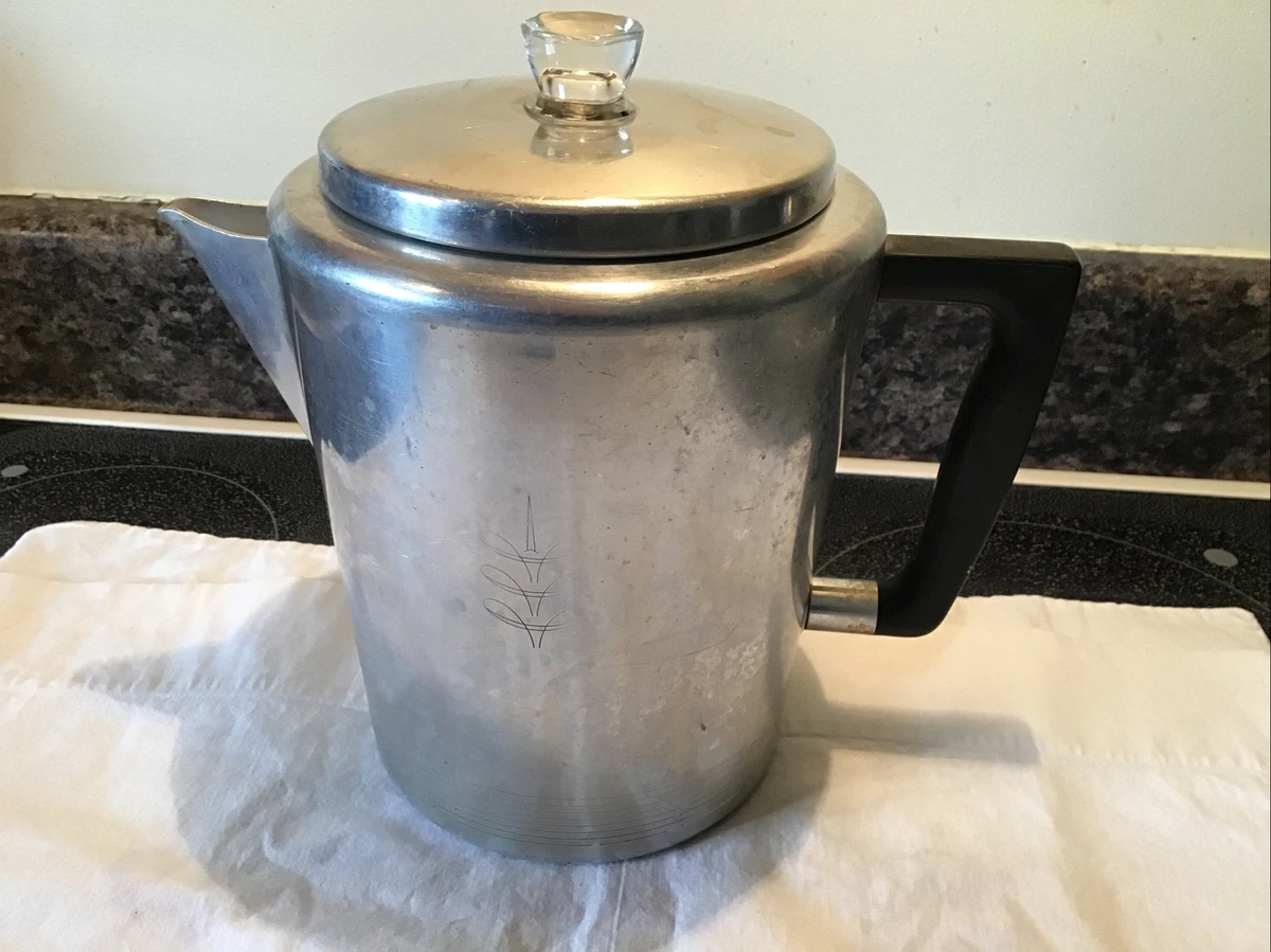 Vintage Large Aluminum Coffee Pot 1 Liter Tea Pot Silver Percolator Metal Coffee  Maker Aluminum Camping Percolator Camping Spplies 