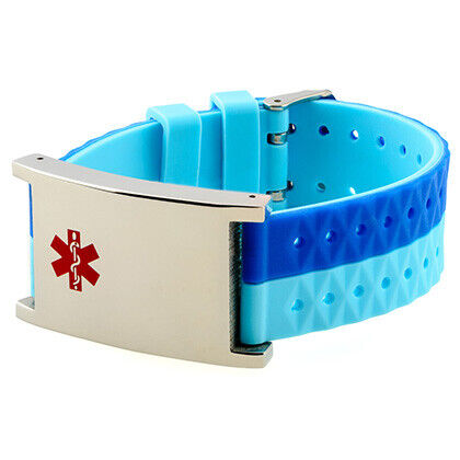 Customiseable Personalised Engraved Medical Alert Bracelet- Blue - Picture 6 of 11