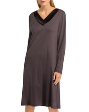 NWT Hanro Thea Long Sleeve Nightgown Shale Dress Robe Cotton Silk Women's Size S