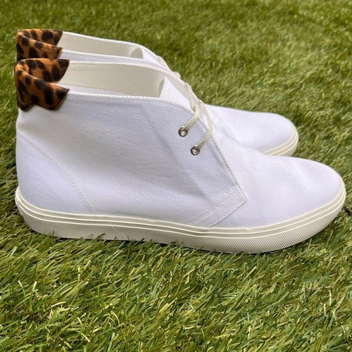 NEW Saint Laurent Paris Ace Mid Top Sneaker White Canvas Suede Leopard Shoes 41 - Picture 2 of 14