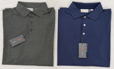 Lot of 2! KJUS Lee Stripe & Preston Short Sleeve Polo Shirt Mens Large | 52 NWT 