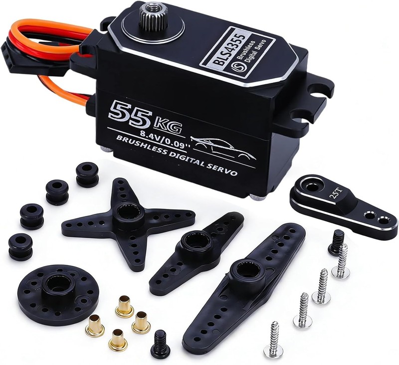 55KG Low-Profile Brushless Servo 0.09s Metal Gear RC Steering 1/10 Drift Car