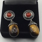 Carolyn Pollack Sterling Silver Tigers Eye Red Garnet Drop Dangle Earrings — photo 5